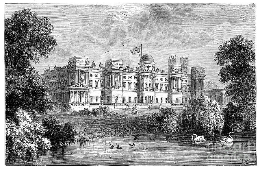 The Front Garden Of Buckingham Palace Drawing by Print Collector