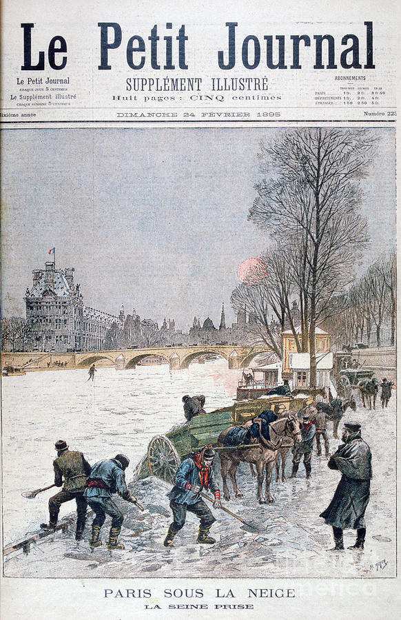 The Frozen Seine, Winter, Paris, 1895 Drawing by Print Collector