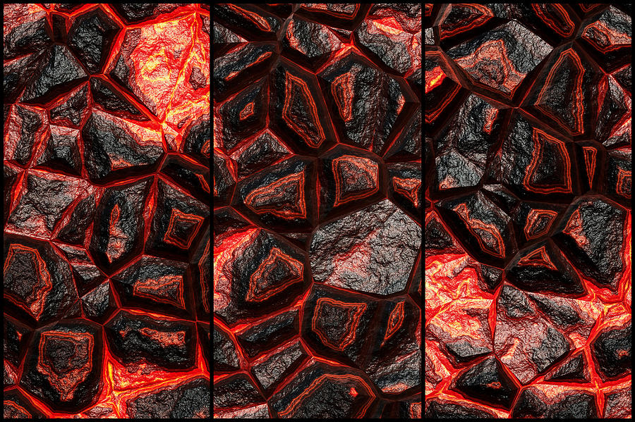 The Future Of Orange Stone Triptych Digital Art by Don Northup