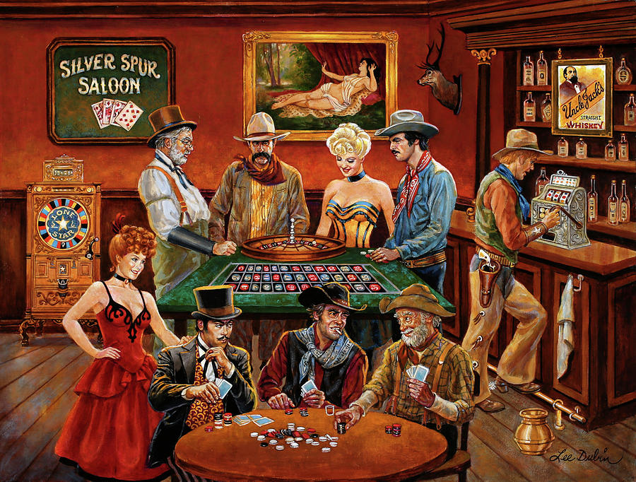 Western Saloon Painting - The Gambler?s by Lee Dubin