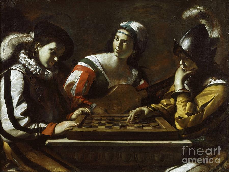 The Game Of Draughts, 1630s Painting by Mattia Preti