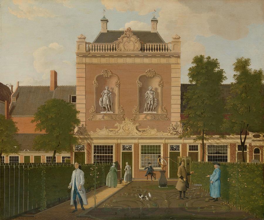 The Garden and Coach House of 524 Keizersgracht in Amsterdam. De tuin en het koetshuis van Keizer... Painting by Hendrik Keun -mentioned on object-