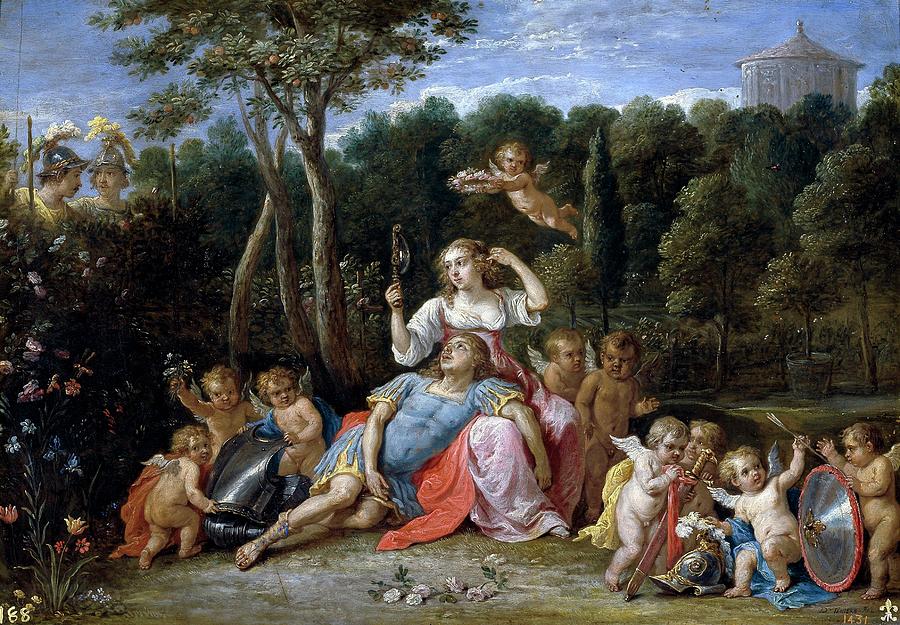 The Garden of Armida, 1628-1630, Flemish School, Oil on copper, 27 cm x 39 cm, ... Painting by David Teniers the Younger -1610-1690-