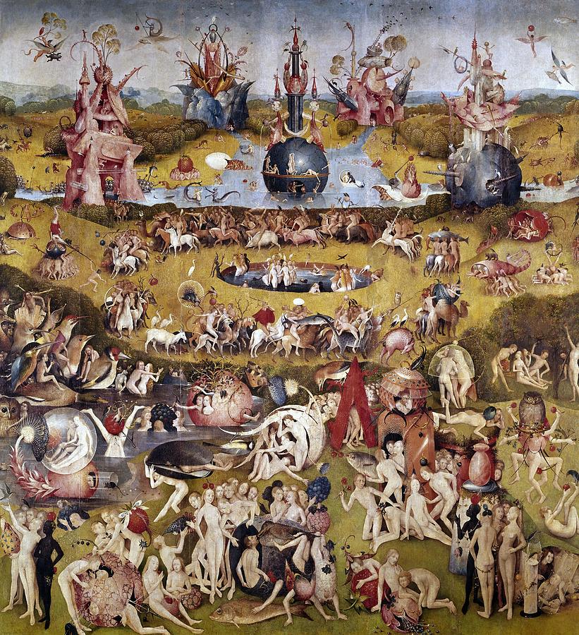 The Garden of Earthly Delights -middle panel-, 1500-1505, Oil on panel, 220 cm x 195 cm, P02823. Painting by Hieronymus Bosch -c 1450-1516-