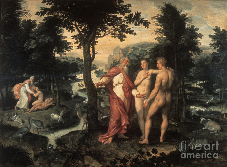 The Garden Of Eden, C1580. Artist Jacob Drawing by Print Collector