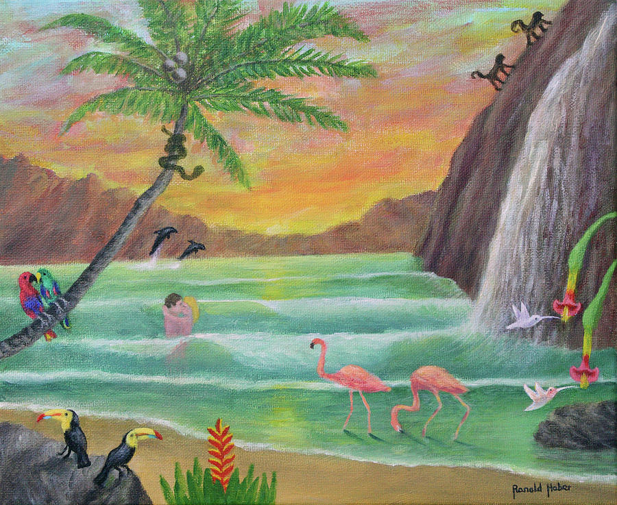 Sunset Painting - The Garden Of Eden by Ronald Haber