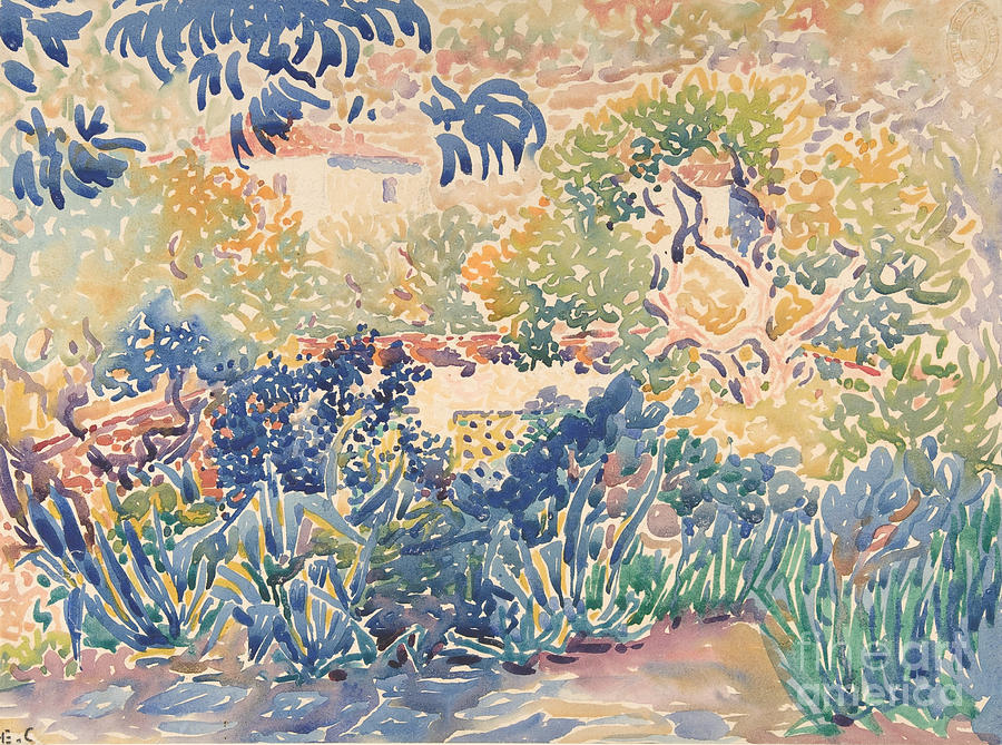 The Garden of the artist at Saint Clair Painting by Henri-Edmond Cross