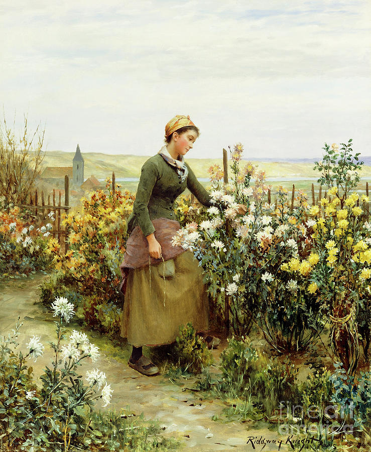 The Gardeners Daughter Painting by Daniel Ridgway Knight - Fine Art America