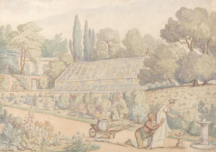 The Gardeners Offering Drawing by Thomas Rowlandson