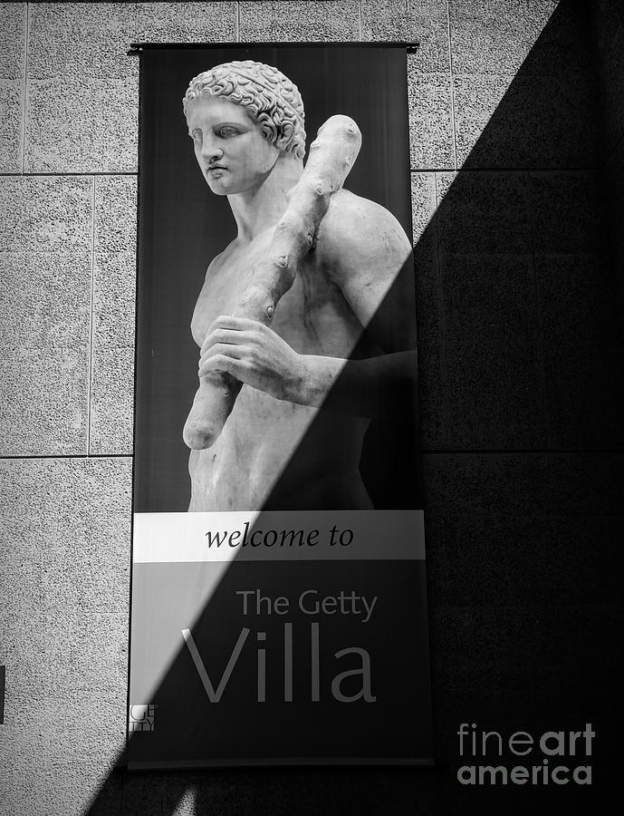The Getty Villa BW Welcome  Photograph by Chuck Kuhn