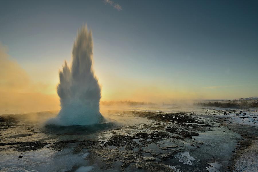 The Geyser Strokkur Iceland In The Photograph by Andreas Jones