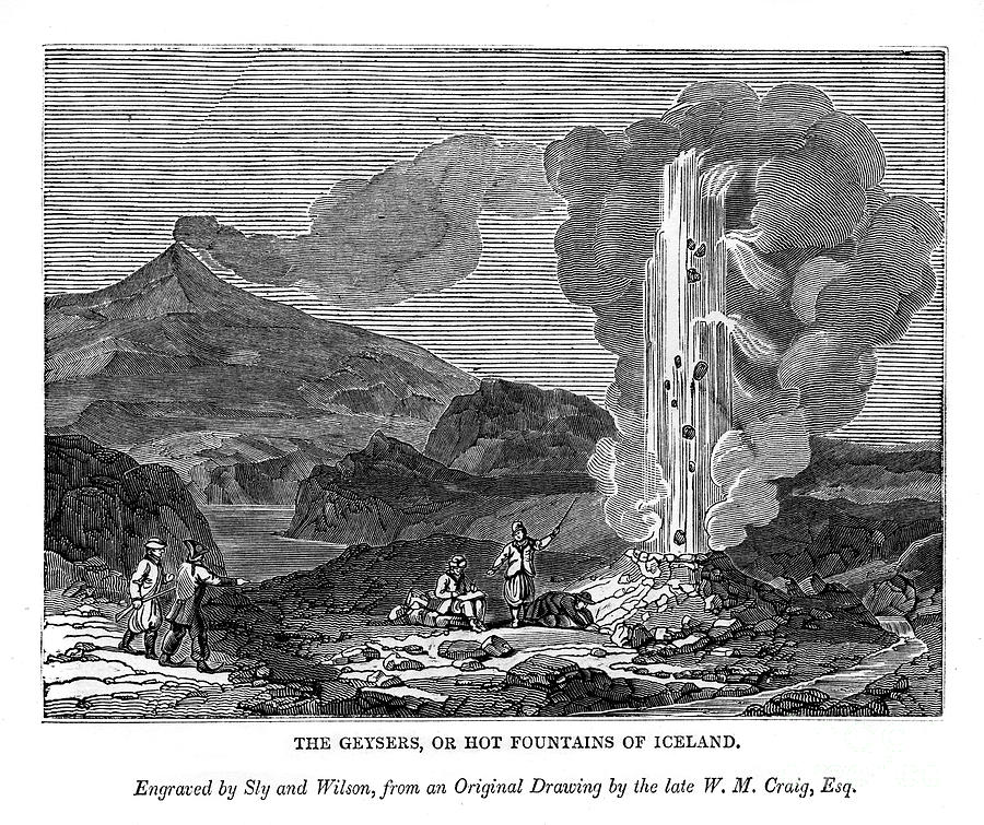 The Geysers, Or Hot Fountains Drawing by Print Collector