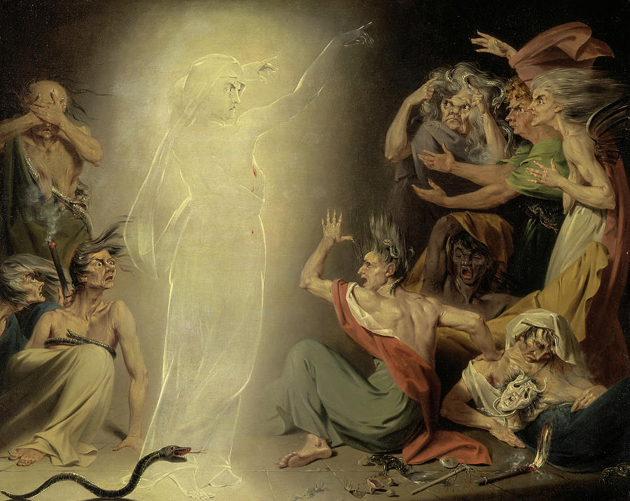 John Downman Painting - The Ghost of Clytemnestra Awakening the Furies, 1781 by John Downman