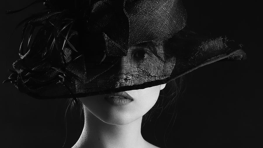 Black And White Photograph - The Girl In The Hat by Boris Belokonov