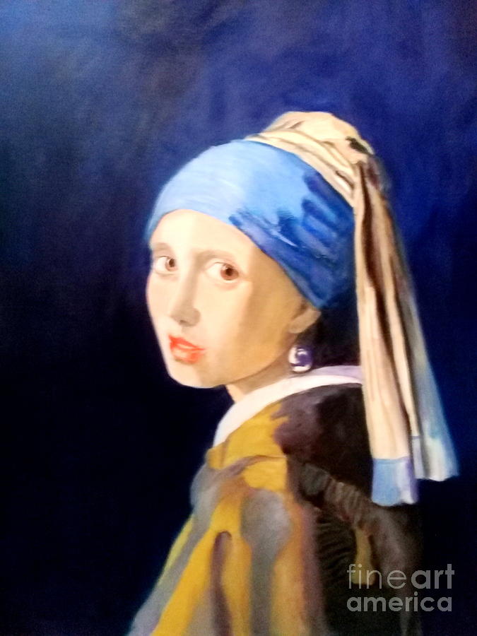 The Girl With The  Pearlearring Painting by Dagmar Helbig