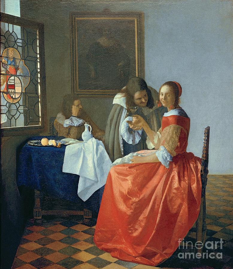 Jan Vermeer Painting - The Girl with the Wine Glass  AKG178168 by Jan Vermeer