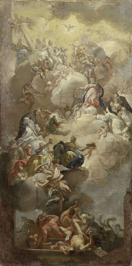 The Glorification of Saint Dominic. Painting by Francesco Solimena -copy after-