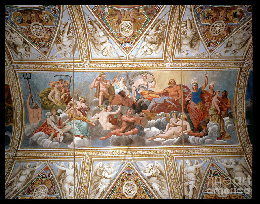 The Gods On Olympus, Ceiling Painting Painting by Antonio Maria Viani