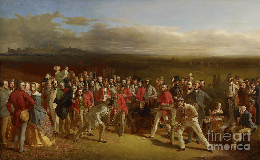 The Golfers, 1847. Artist Lees, Charles Drawing by Heritage Images