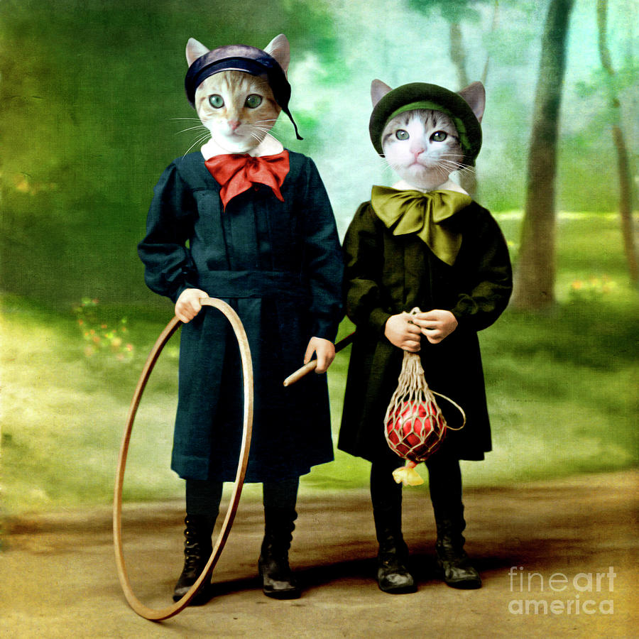 Cat Digital Art - The good kids by Martine Roch