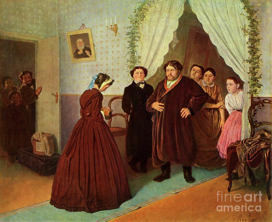 The Governess Arrives At The Merchants Drawing by Print Collector