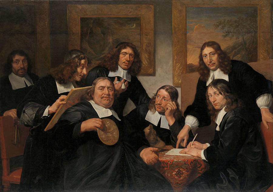 Portrait Painting - The Governors of the Guild of St Luke, Haarlem, 1675. by Jan De Bray