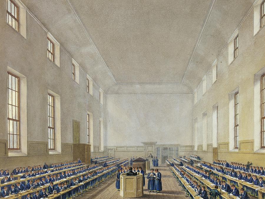 The Grammer School, Christs Hospital Painting by Augustus Charles Pugin The Grammer School, Christs Hospital Painting by Augustus Charles Pugin