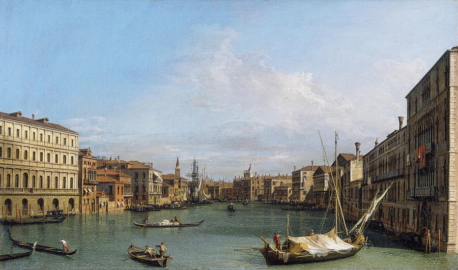 Canaletto Painting - The Grand Canal looking South from Ca Foscari to the Carita by Canaletto