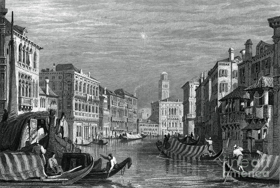 The Grand Canal, Venice, C19th Drawing by Print Collector