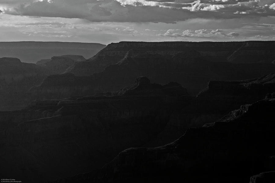 The Grand Canyon South Rim Series - Hopi Point - Monochrome Photograph by Hany J