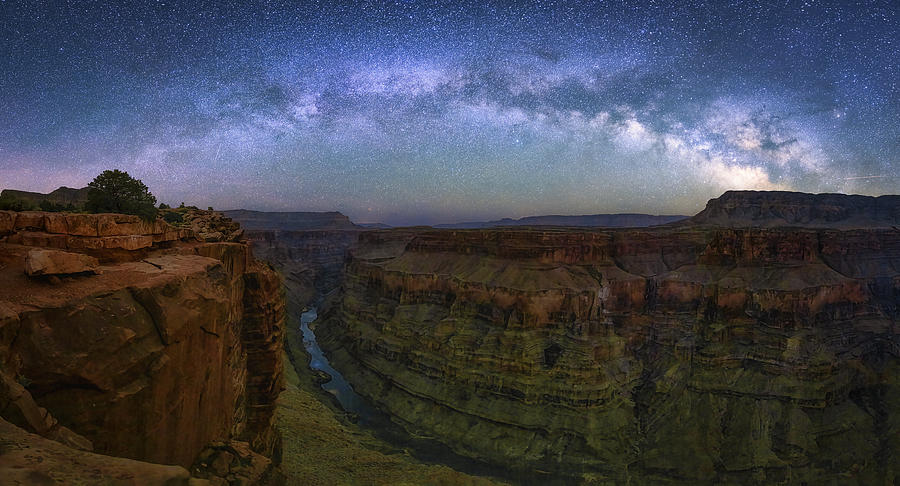 Grand Canyon National Park Photograph - The Grand Canyon Under The Night Sky by Michael Zheng