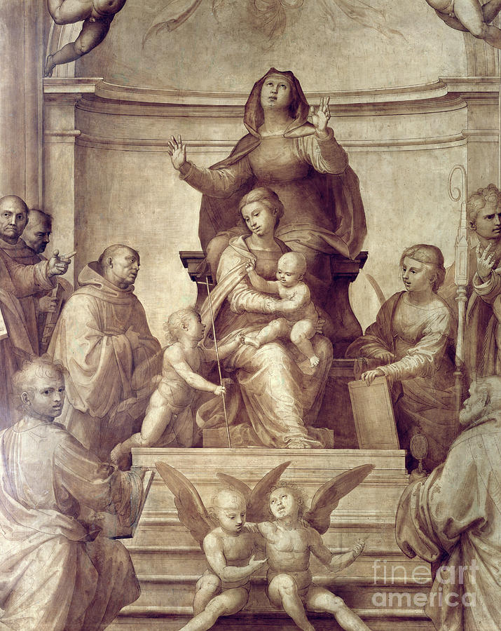 The Grand Council Altarpiece, Detail Depicting The Sacra Conversazione, 1510 Painting by Fra Bartolomeo