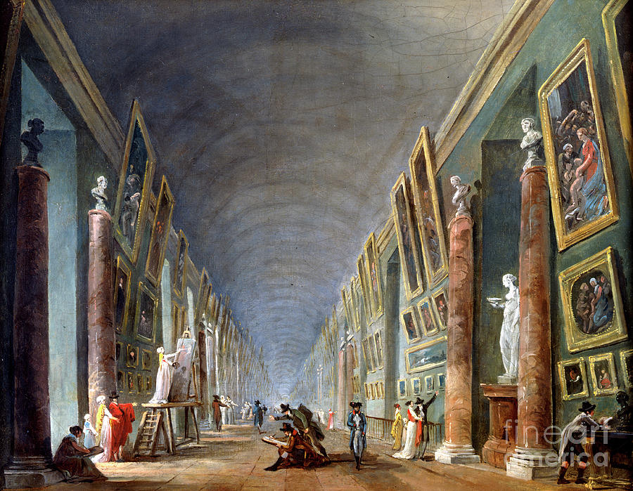 The Grand Gallery, Louvre, Paris Drawing by Print Collector