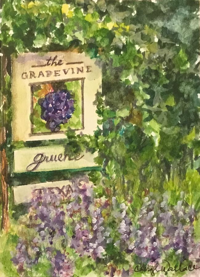 Wine Painting - The Grapevine in Gruene by Cheryl Wallace Wine Painting - The Grapevine in Gruene by Cheryl Wallace