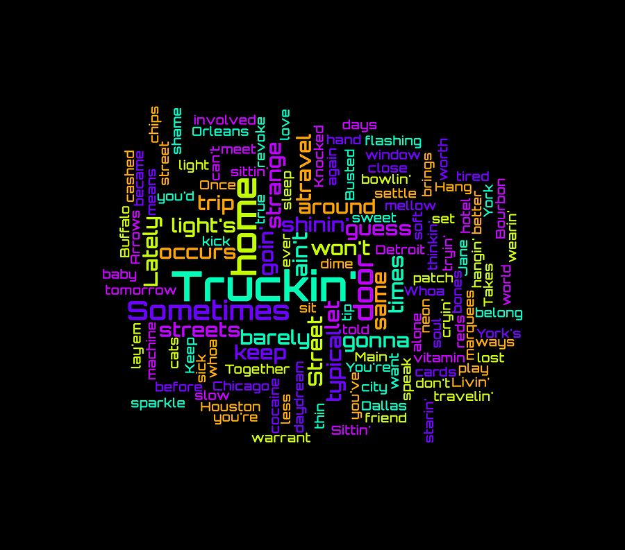 The Grateful Dead - Truckin Lyrical Cloud Digital Art by Susan Maxwell Schmidt