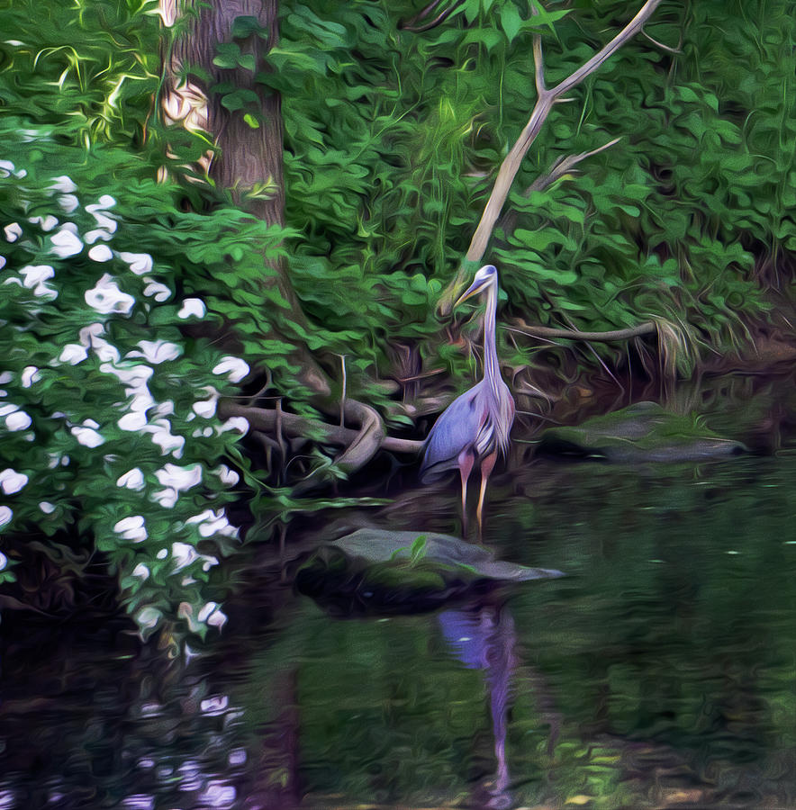 The Great Blue Heron - Impressionism Photograph by Jason Fink