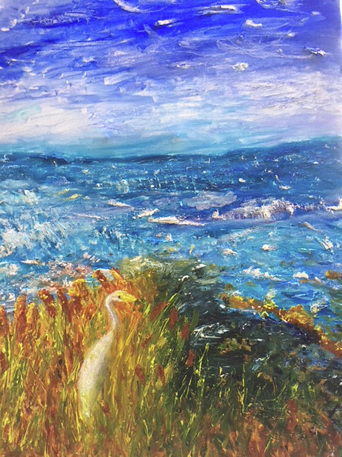 The Great Egret of the Gulf Coast Painting by Susan Grunin