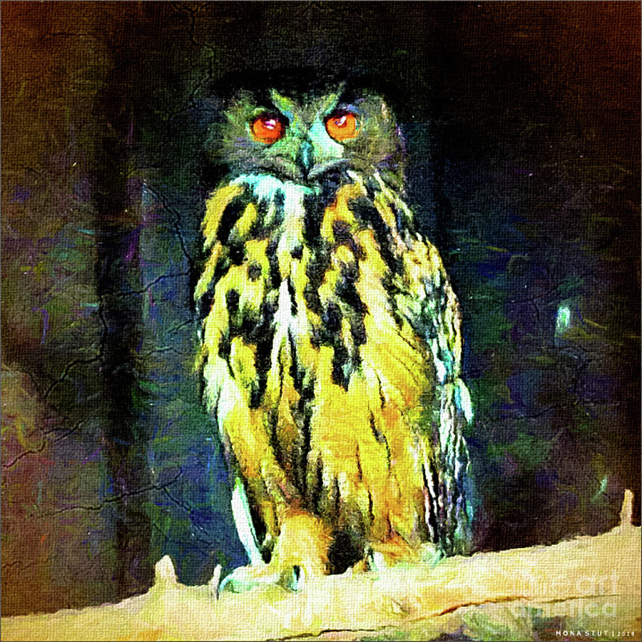 A Great Horned Owl Digital Art by Mona Stut