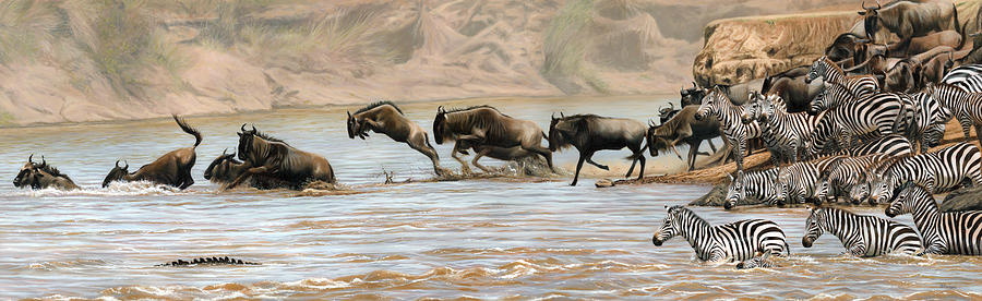 Zebra Painting - The Great Migration painting onlineartdemos.co.uk by Jason Morgan