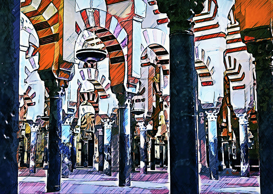The great Mosque of Cordoba - 01 Painting by AM FineArtPrints