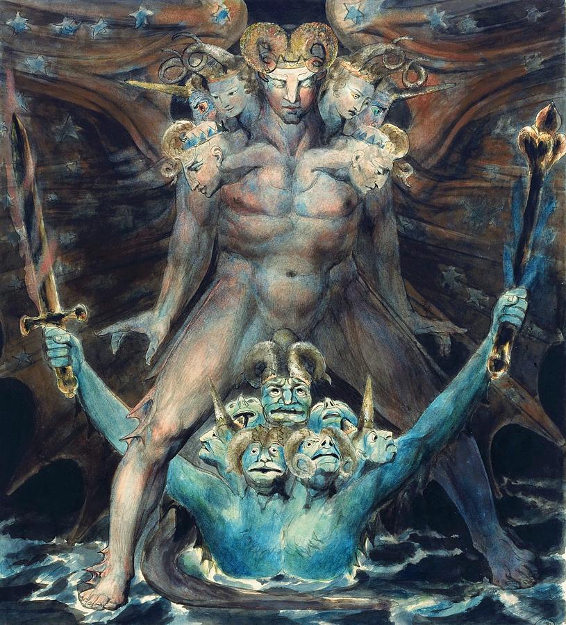 William Blake Painting - The Great Red Dragon and the Beast from the Sea - Digital Remastered Edition by William Blake