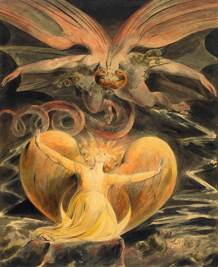 William Blake Painting - The Great Red Dragon and the Woman Clothed with the Sun - Digital Remastered Edition by William Blake