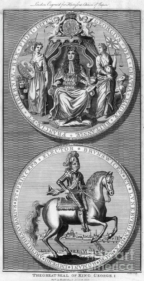 The Great Seal Of King George I, 18th Drawing by Print Collector The Great Seal Of King George I, 18th Drawing by Print Collector