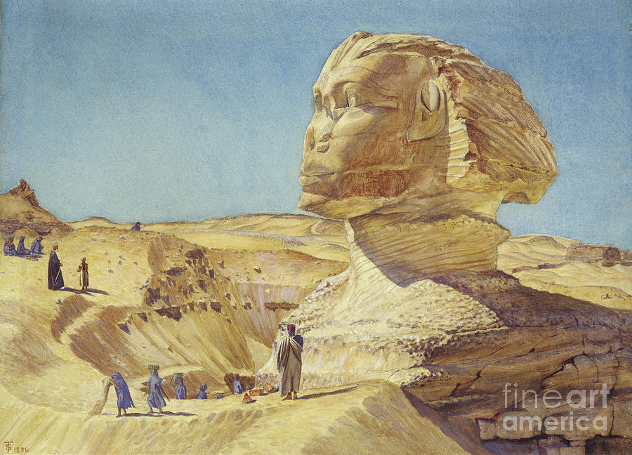 The Great Sphinx At The Pyramids Of Giza, 1854 Watercolor Painting by Thomas Seddon