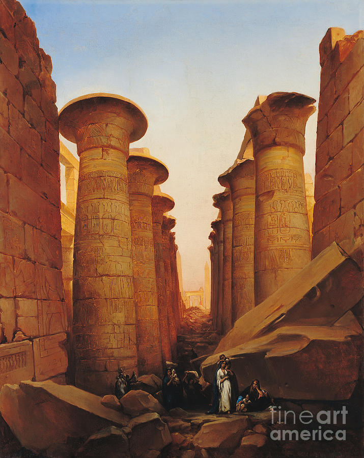 The Great Temple Of Amun At Karnak Painting by Jean Charles Langlois ...