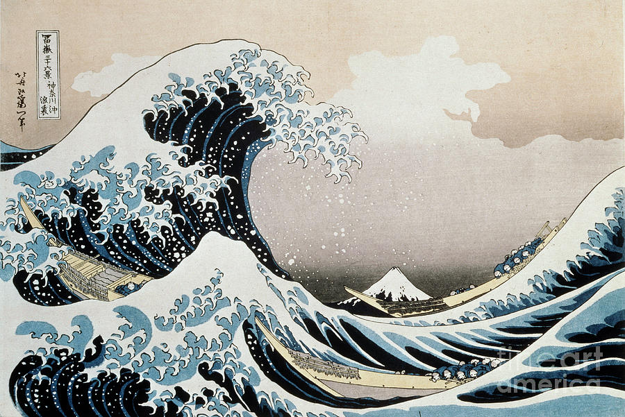 The Great Wave Off The Coast Drawing by Heritage Images