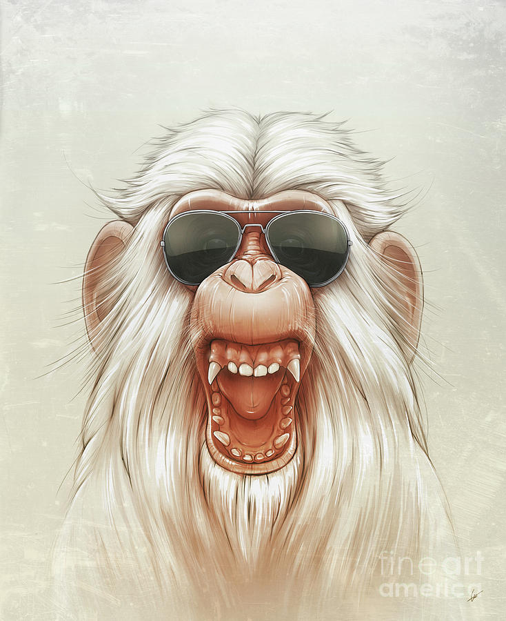Cool Digital Art - The Great White Angry Monkey by Lukas Brezak