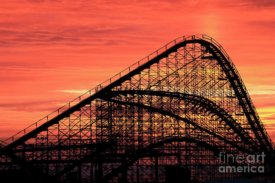 The Great White roller coaster Moreys Piers Wildwood New Jersey USA 3 Photograph by John Van Decker