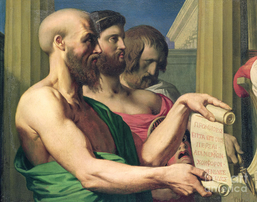The Greek Tragedians, Study For the Apotheosis Of Homer Painting by Jean Auguste Dominique Ingres