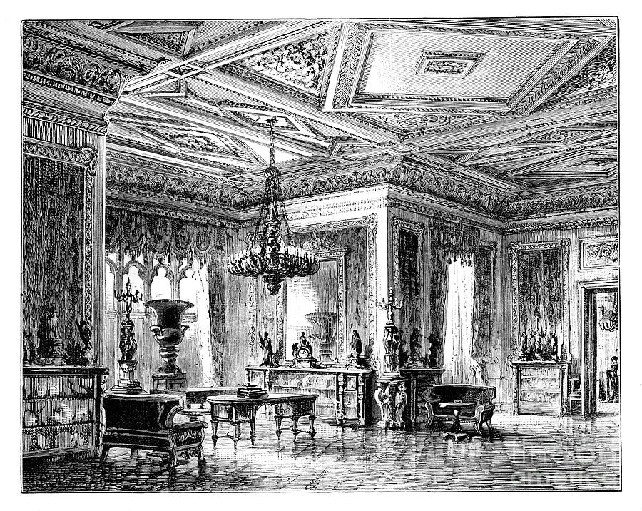 The Green Drawing Room, Windsor Castle Drawing by Print Collector